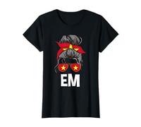 EM Vietnamese Girl Messy Hair Bun Vietnam Flag Sunglasses T-Shirt
