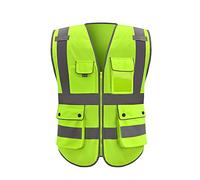 EMAFORO Work Vest 4 Pockets Reflective Vest With Silver Reflective Strips for Work Security Guard, High Visibility Construction Unisex Adult Vest for Outdoor Operator and Construction Safety Vests