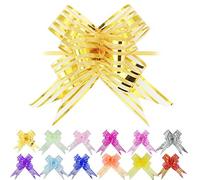 EMAGEREN 12 Pack Pull Bows 50mm Large Ribbon Bows Organza Pull Bows Gift Wrapping Bows Present Bow Basket Bow Hamper Bows for Gift Wrapping Flower Present Wedding Car Decoration, 12 Colors