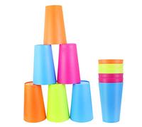 EMAGEREN 12 Pcs Reusable Plastic Cups, 450ML BBQ Cups Plastic Tumblers Set Coloured Drinking Cup for Outdoor Parties, Camping, Beach, Picnic (4 Colors)