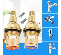 EMAGEREN 1Pair Replacement Tap Cartridges 1/2" Ceramic Disc Tap Valve Shower Cartridge Flow Valve Quarter Turn Inner Faucet Valve with Solid Brass Screws for Kitchen Bathroom Faucet Tap (Hot & Cold)