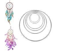 EMAGEREN 24 Pcs Metal Rings Hoops, 6 Size Dream Catcher Hoop Silver Dream Catcher Ring Macrame Rings Steel Craft Ring for Wall Hanging Crafts Macrame and Dreams Catchers Supplies(4/5/8/10/12/16cm)