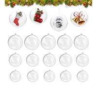 EMAGEREN 30Pcs Christmas Clear Baubles 4cm 5cm 6cm Clear Plastic Fillable Baubles Christmas Tree Baubles Christmas Ornament Hanging Ball with Fishing Line for Xmas New Year Decoration (3 Sizes)