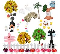 EMAGEREN 58 Pcs Fairy Garden Accessories DIY Dollhouse Ornaments Kit Mini Fairy Garden Figurines Accessories Garden Pots Decoration Miniature Ornaments Outdoor for Plant Pot Home Decor