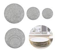 EMAGEREN Felt Plate Dividers 24 Pieces Plate Protectors Anti Friction Protective Mat Dish Separator Pads China Storage Protectors for Protecting and Stacking Your Cookware, 3 Different Size (Grey)