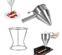 EMAGEREN Stainless Steel Funnel Octopus Balls Tools 1.2 L Pancake Batter Dispenser with Rack Funnel Cake Desserts Maker Confectionery Funnel Jam Desserts Funnel for Kitchen Bakery Use