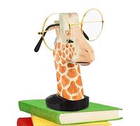 EMAGEREN Wooden Eyeglass Holder Hand Carved Glasses Holder Stand Animals Sunglasses Holder Stand Cute Giraffe Eyeglasses Spectacle Holder Giraffe Gifts for Home Office Desk Decor (Giraffe Style)