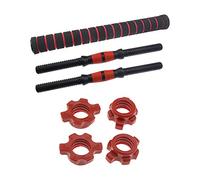 eMagTech 1 Pair Dumbbell Bars with Jointing Bar Nuts Plastic Steel Black Red for Warm Ups Sports Workouts Fitness Gym Barbells Arms Shoulder Abdominal Legs Back Strength Training