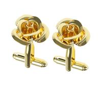 eMagTech 1 Pair Rose Flower Cufflinks Gold Cuff Links Classic Shirt Cufflinks Delicate Men's Cufflinks for Men Father Groom Clothing Decoration Accessories