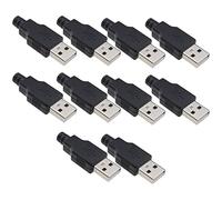 eMagTech 10 Set USB Type A 4 Pin Male Jack Connector DIY USB Connector Plug A Type Male 4 Pin Assembly Adapter Socket Cable Accessories