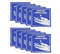 eMagTech 10pcs 6x6 Inch Sanitize Hands Here Signs Stickers Self-Adhesive Sign Decal Waterproof Stickers