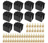 eMagTech 10Pcs Car 5 Pin Relay Connector Socket with 6.3mm Terminals 12V 30A for Car Alarms Remote Start Hidden Headlights