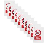 eMagTech 10Pcs Car Charging Warning Sign 160mm x 125mm "No EV Charging" Warning Sign High Gloss Front Surface Waterproof PVC Self Adhesive Sticker