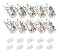 eMagTech 10PCS Cat7 Shielded RJ45 Connectors CAT6 CAT6A RJ45 Pass Through Ethernet Plug for CAT7 Solid or Stranded Thick Network Cable 23 AWG
