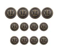 eMagTech 12pcs Metal Anchor Buttons Set Buckle In Bronze-Tone Copper Sewing Shank Buttons For DIY Craft Clothes Uniform Jacket 4Pcs 20mm, 8Pcs 15mm