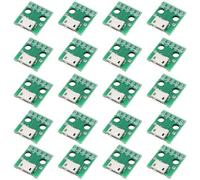 eMagTech 20pcs 5 Pin 2.54mm USB Micro Female to DIP Adapter Board for DIY USB Power Supply Breadboard Design