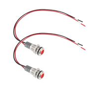 eMagTech 2Pcs AC/DC 12V-24V 8mm Panel Mount LED Signal Indicator Metal Shell Warning Lamps, Red