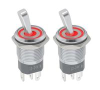 eMagTech 2Pcs LED Illuminated Rocker Switch 16mm,2-Position Toggle for Microcontrollers Electronic Devices,3-6V Light Up to 24V Switching,Red