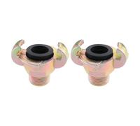 eMagTech 2pcs Q Type Claw Coupling Hose Tail 3/4" BSP Double Lock Q Type Air Hose Coupling Carbon Steel Galvanized Compatible with Geka Type Water Coupling