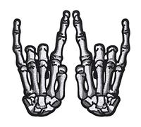 eMagTech 2Pcs Skeleton Finger Patches Punk Rock and Roll Skull Finger Patch Cool Sew Iron on Patches Embroidered Patch Applique for Clothing Decorative Accessories