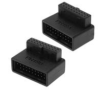 eMagTech 2PCS USB 3.0 19/20 Pin 90 Degree Adapter Male to Female L Turn Right Angle Socket for Computer Motherboard (1 Up Angle & 1 Down Angle)