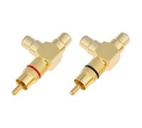 eMagTech 2pcs Y-Type 1 Male to 2 Female RCA Audio Adapter Compatible with Computer CD Player DVD Set-Top Box and Other RCA Output Devices
