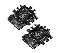 eMagTech 2x Chassis Fan Hub SATA 1 to 8 Way12V 3/4 PIN Cooling Fan Splitter Controller Hub PWM for PC Desktop Computer Motherboard