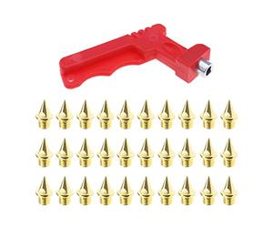 eMagTech 30PCS 7mm Track Shoe Spikes with Spike Wrench Replacement Steel Spikes for Sports Shoes Long Jump Track and Field Sprint Gold