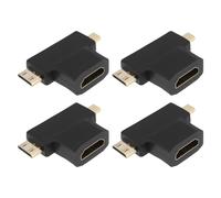 eMagTech 4PCS Micro Mini 2-in-1 HDMI Adapter 27x32x8mm 90 Degree 2 in 1 Combo Adapter for Smartphones Tablets and Cameras 2-in-1 HDMI Multi-Adapter Black
