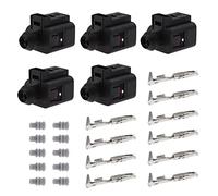 eMagTech 5 Sets 2 Pin Female Connectors with Female Terminals & Seals Female Connector Sensor Plug Kit Compatible with VW Audi 1J0973702 Auto Waterproof Repair Kit
