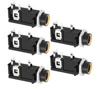 eMagTech 5Pcs 4pin PCB Jack Socket 6.35mm Stereo Headphone Socket Gold-Plated Jack with Gasket for PCB Guitar Mic Microphone Headphone