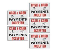 eMagTech 5pcs Cash & Card Payments Accepted Waterproof Single-Sided Stickers 148x105mm Business Payment Accepted Signs Suitable for Most Smooth and Dry Surface