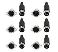 eMagTech 6 x 7 Pin DIN Male to Female Panel Mount Adapter for Digital Equipment Video Signals
