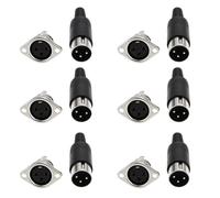 eMagTech 6pcs 3 Pin DIN Male Plug Female Adapter Solder Panel Mount for Digital Equipment Video Signals Chassis