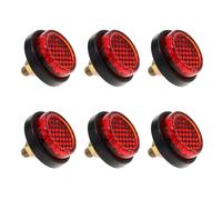 eMagTech 6PCS Red Motorcycle Mini License Plate Reflector M5 Screw Mount Round Warning Reflector Tag Bolt for Motorcycle Bicycle Car Tractor Truck Boat