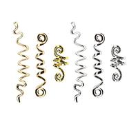 eMagTech 6PCS Viking Spiral Hair Beads Metal Braids Rings Celtic Dread Beard Dreadlock Beads Hair Coil Knot Hair Cuffs for Hair Decorating Braids Silver Gold