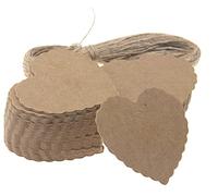 eMagTech Brown Heart Shape Tags,Kraft Paper Tags,Mini Greeting Cards,100pcs Blank Luggage Lebels with String