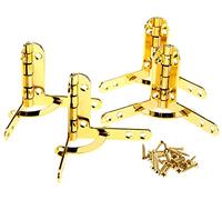 eMagTech Jewelry Wine Box Quadrant Hinges 40x40x30mm 90 Degree Chrome-Plated Support Hinges Gold with Fixing Screws 4pcs/Set