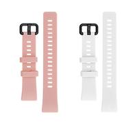 eMagTech Silicone Watch Strap Compatible with Huawei Band 4 Pro/Band 3 Pro/Band 3 Fitness Tracker Sport Watch Band Quick Release Wristband White & Pink