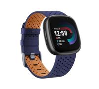 EMAIGlPO Leather Strap Fit For Fitbit Versa 3/Versa 4 Sense/Sense 2Band Bracelet Watchband Strap(Drak Blue,FOR FITBIT VERSA 4_SIZE S)
