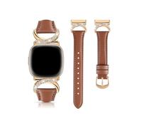 EMAIGlPO Leather Strap Suitable Fit For Fitbit Versa 4/3/Sense 2/Sense Watch Accessories(BROWN,For Sense sense2)