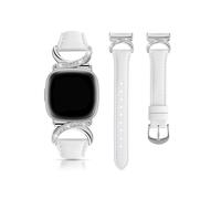 EMAIGlPO Leather Strap Suitable Fit For Fitbit Versa 4/3/Sense 2/Sense Watch Accessories(Silver white,For Versa3 versa4)