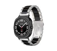 EMAIGlPO Metal+Ceramic Strap Fit For Samsung Galaxy Watch 8 40mm 44mm Classic 46mm Wristband(Silver black,For Galaxy Watch Ultra)