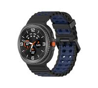 EMAIGlPO Silicone Strap Fit For Samsung Galaxy Watch 8 40mm 44mm/ 8 Classic 46mm Watchband Accessories(Black-Blue,For Galaxy Watch 8 44mm)