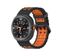 EMAIGlPO Silicone Strap Fit For Samsung Galaxy Watch 8 40mm 44mm/ 8 Classic 46mm Watchband Accessories(Black-Orange,For Galaxy Watch 8 44mm)