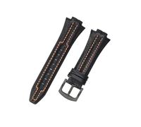 EMAIGlPO Suitable Fit For Seiko SNL029P2 SNL021P1 SNA595P2 SNL017P1 Leather Strap 15 * 27mm(Black Orange-2)