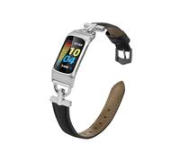 EMAIGlPO Ultra-thin Leather Strap Fit For Fitbit Charge 5/Fitbit Charge 6 Strap(Black)
