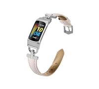 EMAIGlPO Ultra-thin Leather Strap Fit For Fitbit Charge 5/Fitbit Charge 6 Strap(Pink)