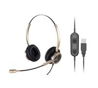 EMAIKER Gold USB Headset with Noise Cancelling Microphone for Work, Lightweight PC Headset with Mic for Office WFH for Laptop,Works for Teams Zoom Conference Call, Zoiper,Webex,Webinar & Dictation