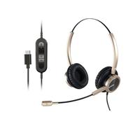 EMAIKER Gold USB Type C Headphones with Noise Canceling Microphone for Laptop, Office Wired USB-C Headset with Mute Button Works for Dictation,Teams, Zoom Meeting, Webex, Google Meet, Webinar...